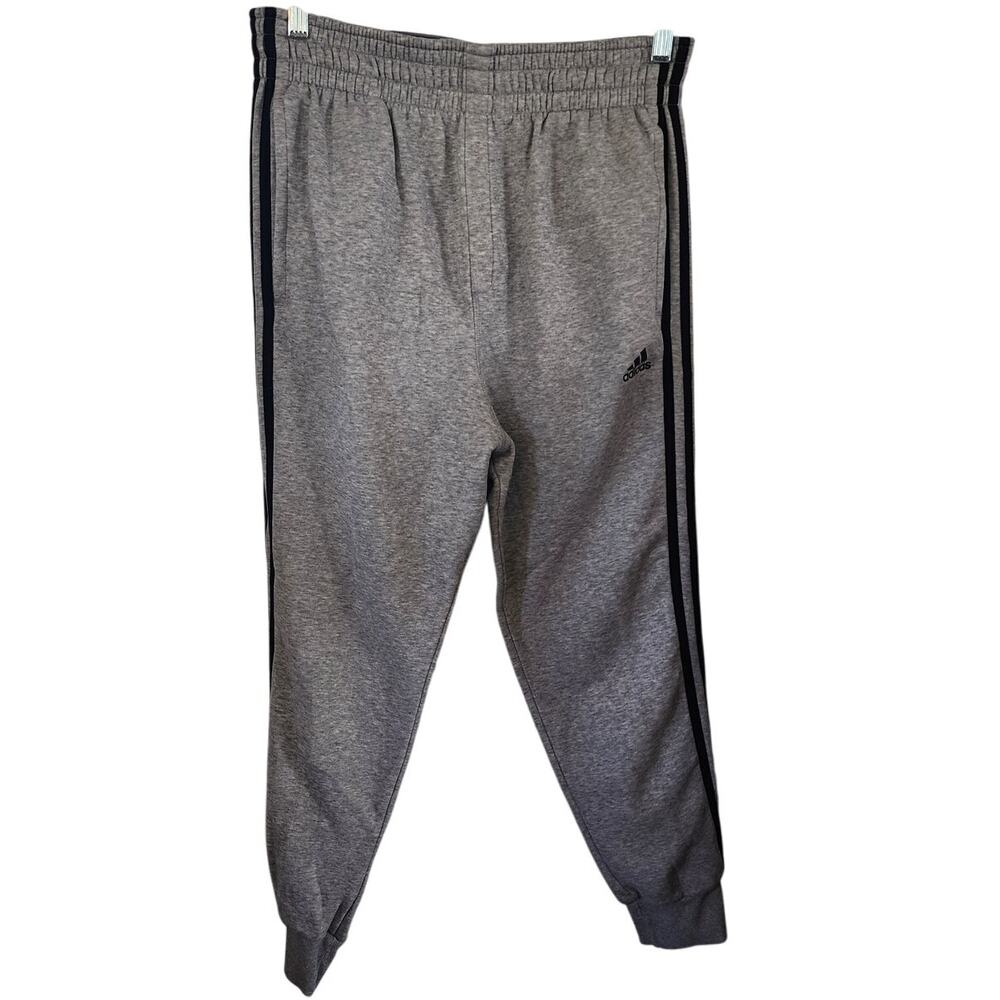 Adidas Gray Black Stripes Sweatpants Joggers Workout Activewear Size Medium